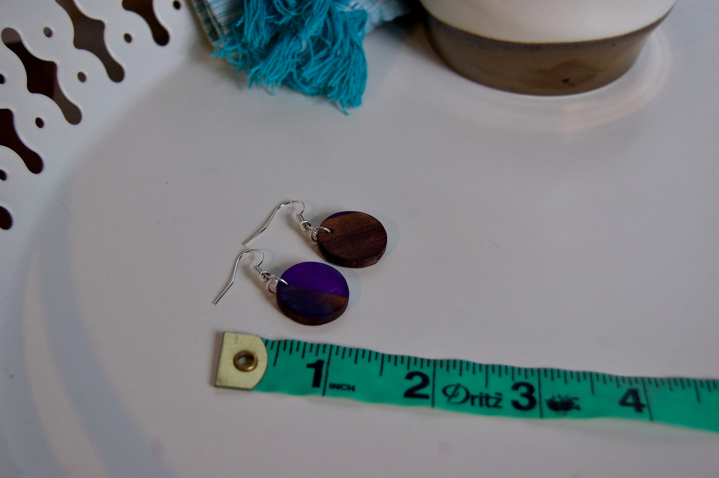 Round Wood & Resin Earrings
