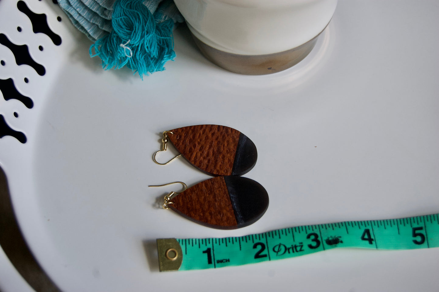 Teardrop Wood & Resin Earrings