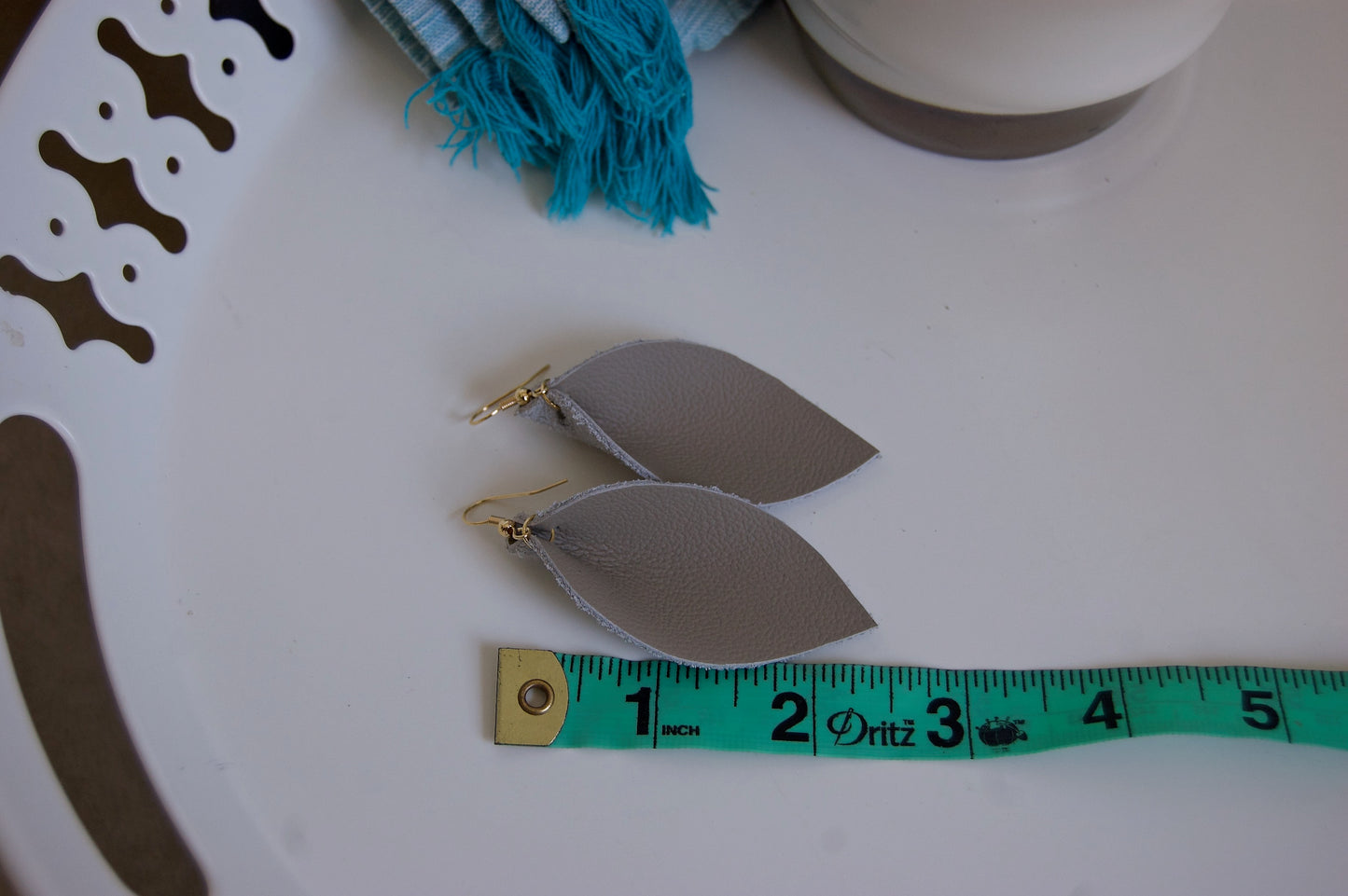 Light brown leather earrings