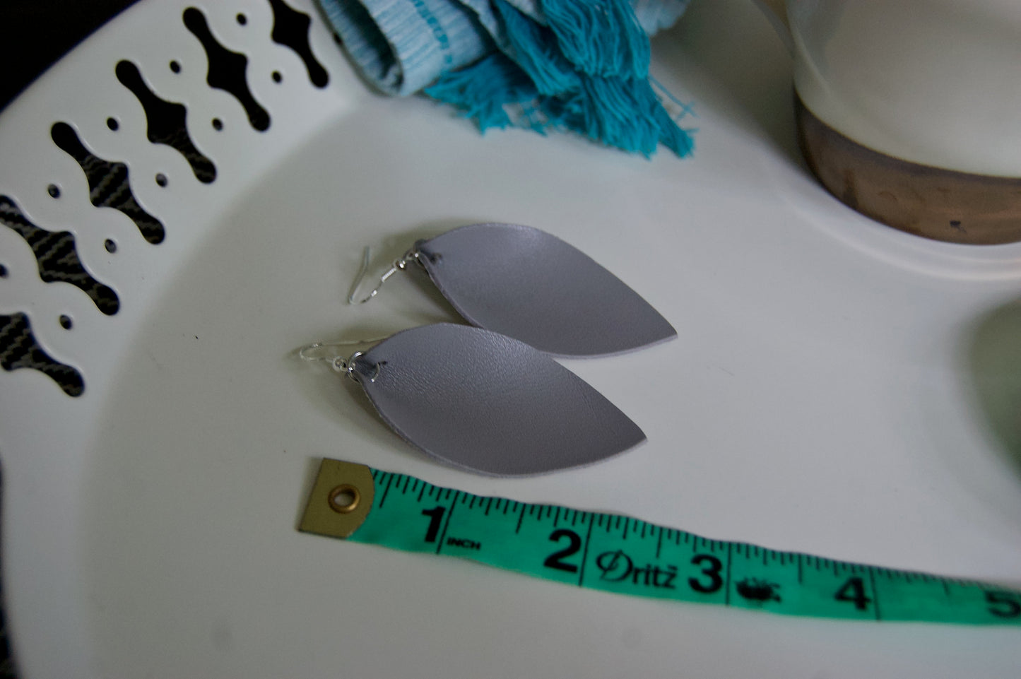 Gray Leather Earrings