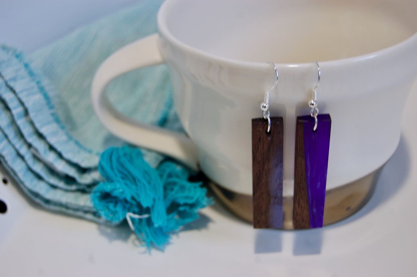 Rectangle Wood & Resin Earrings