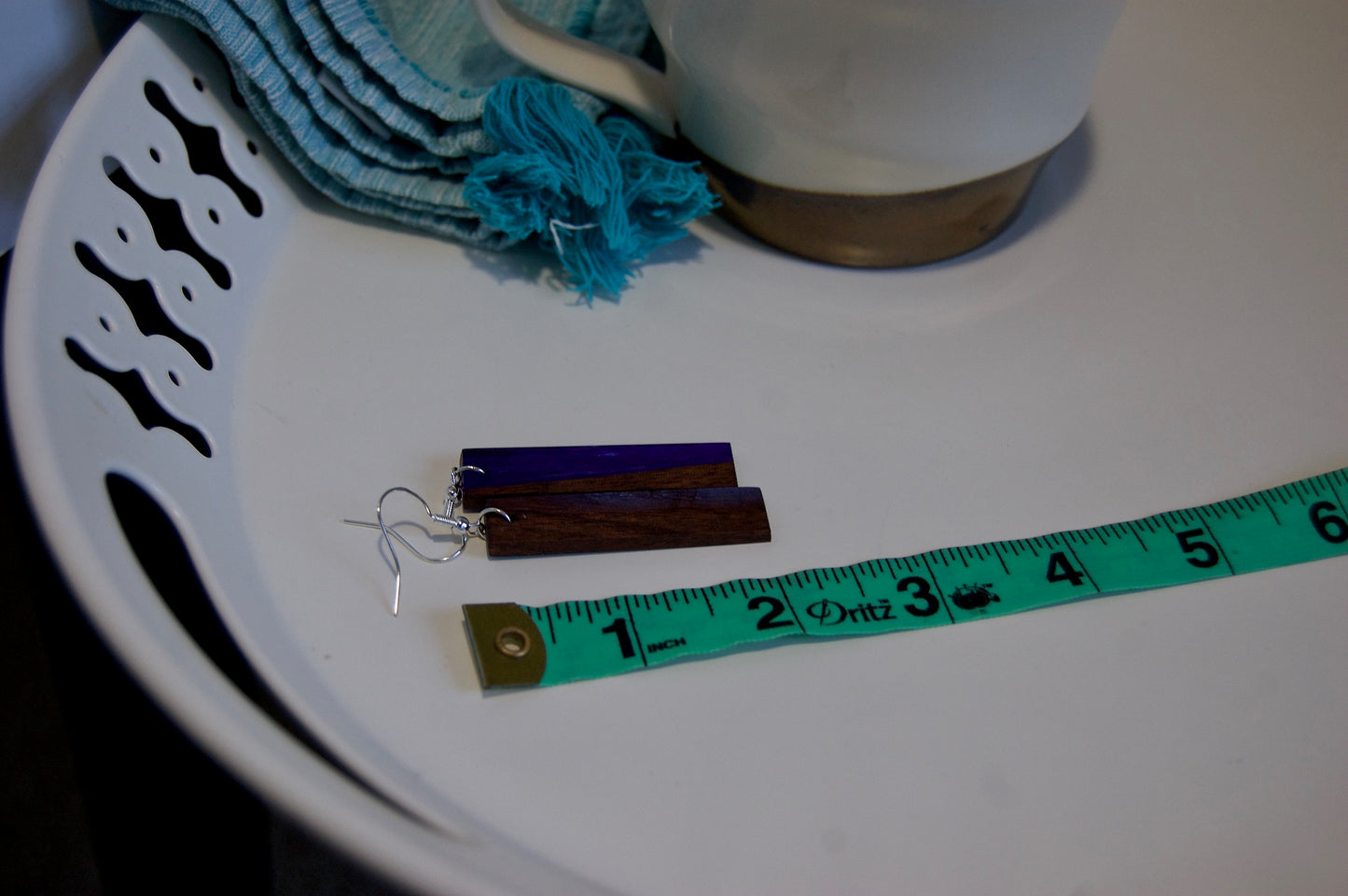 Rectangle Wood & Resin Earrings