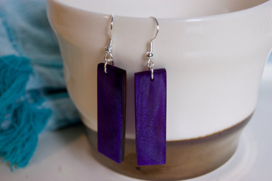 Rectangle Wood & Resin Earrings