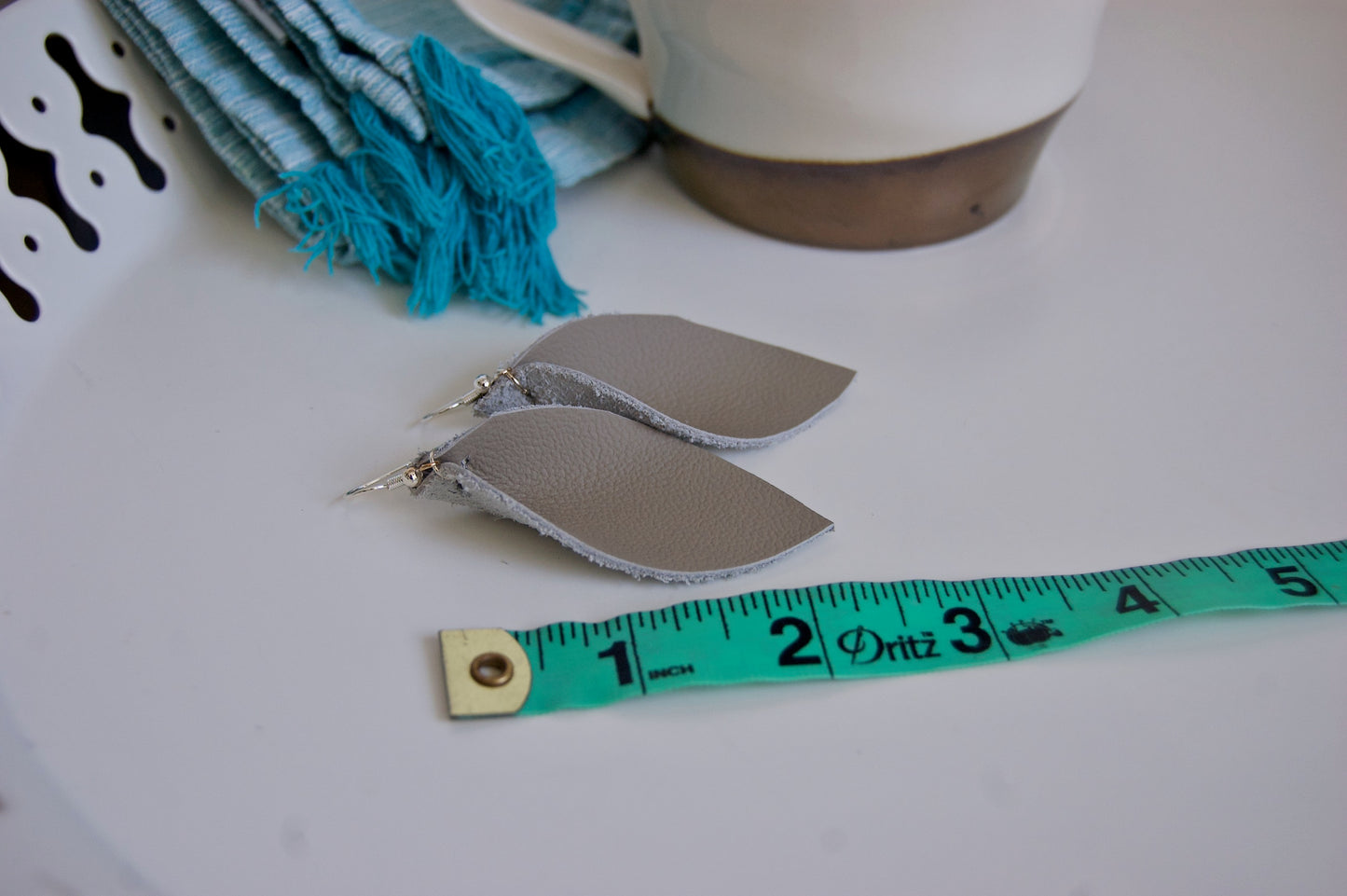 Light Brown Leather Earrings