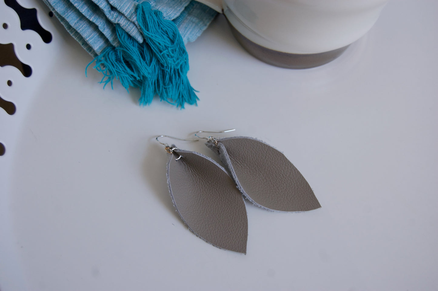 Light Brown Leather Earrings